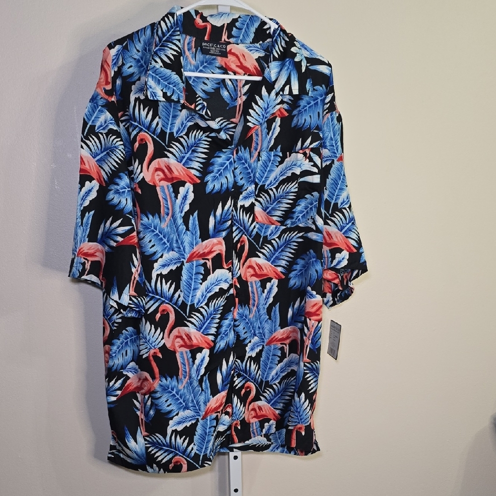 Pacific & Co Mens  Tropical Flamingo and Leaf Shirt Sz XL‎